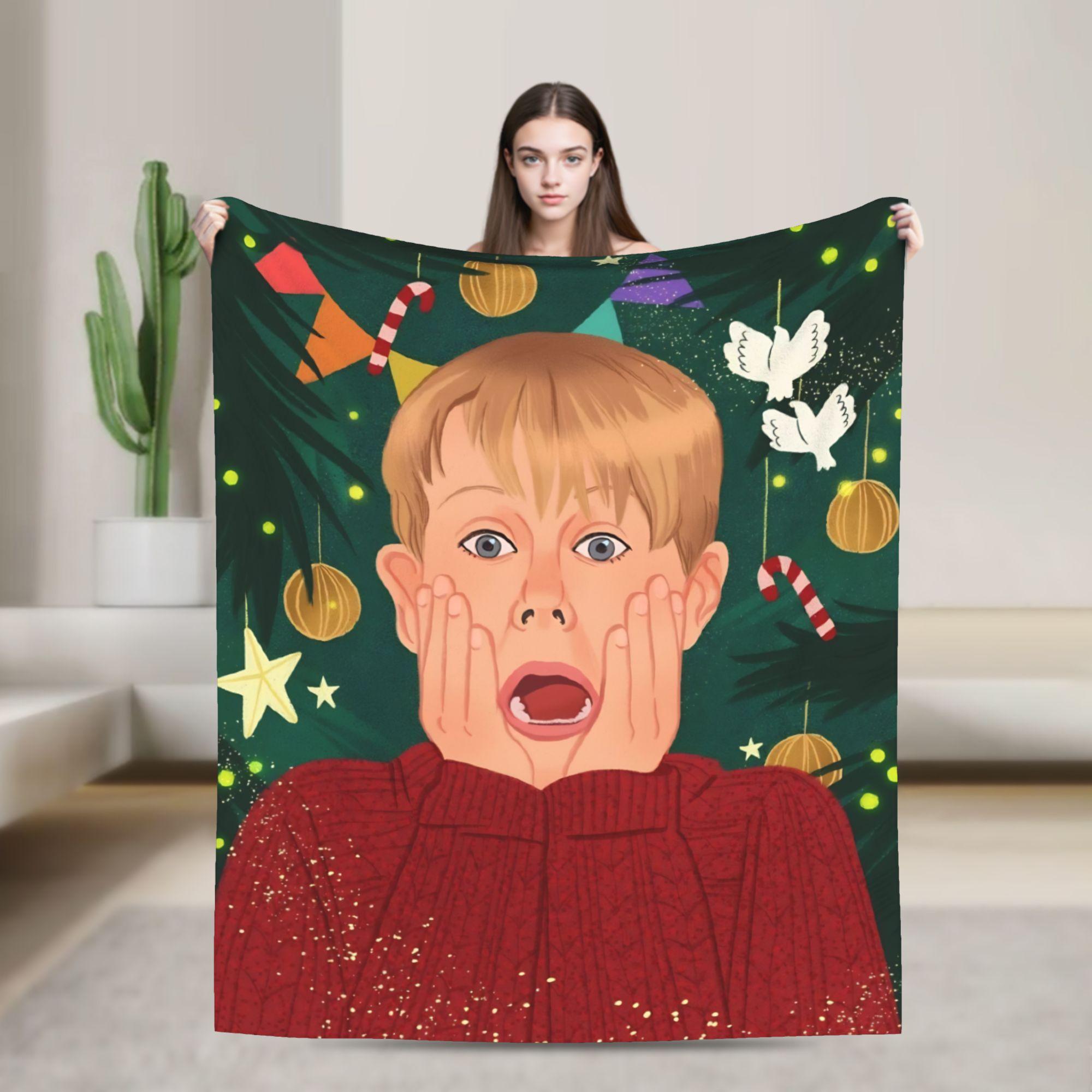 

Home Alone Kevin Comedy Wool Fashion Blanket Xmas Merry Christmas Funny Throw Fashion Blanket for Home 125*100cm Super Soft 75x90cm