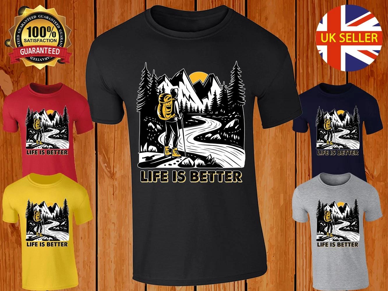 Life is Better Colorful Mens T-shirt Nature Lover Gift Explorer Support Gift Tee L