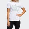 adidas Originals Trefoil Hellgrün Großes Logo Print Vintage Amerikanisches Kurzarm-T-Shirt Damen Oberteile Weiß FJ9452
