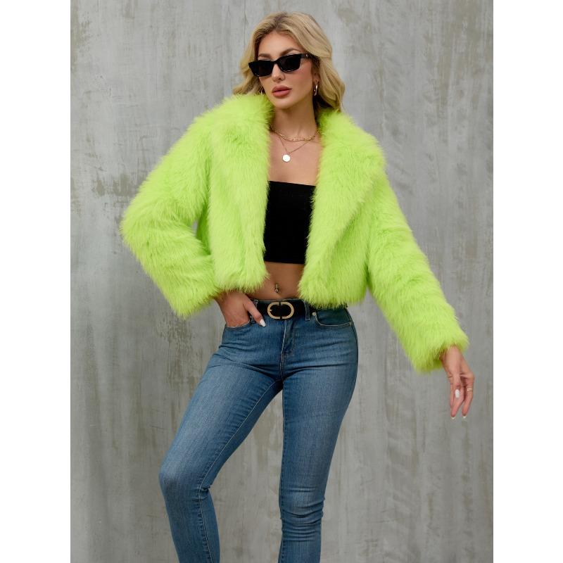 New Autumn and Winter Women's Plush Short Jacket Imitation Fur Jacket Suit Collar Jacket Outside