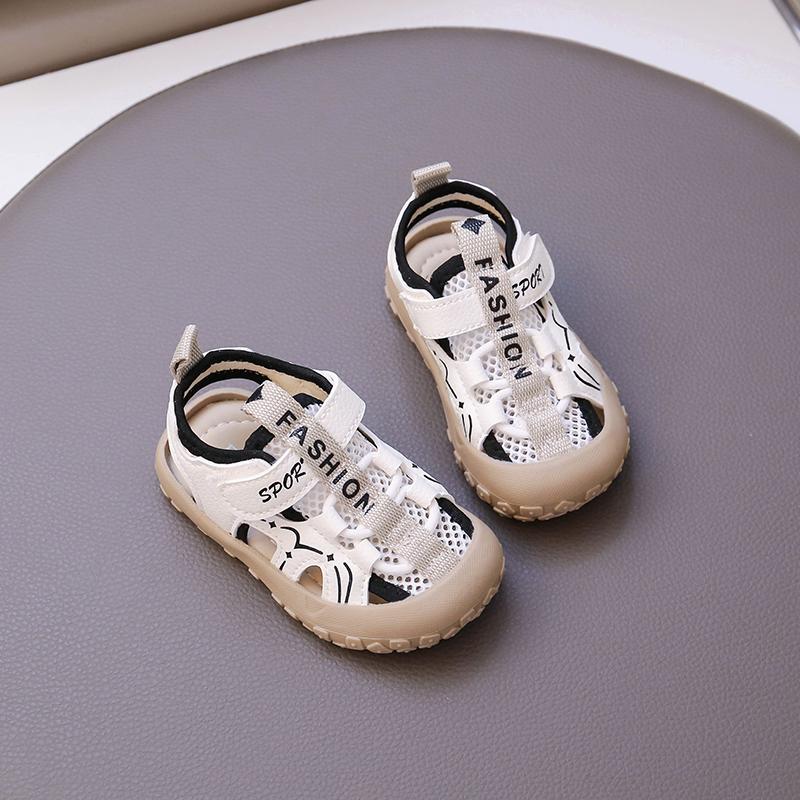 Kids Sandals Hollowed-out Mesh Breathable Boys Girls Casual Shoes Toes Capped 2025 Summer New Children Sports Sandals Hook&loop