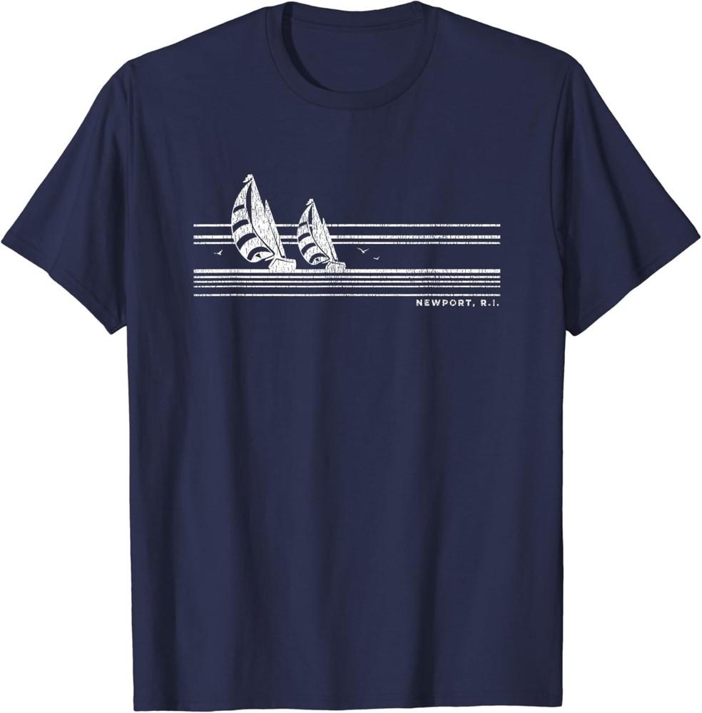 

Newport RI Vintage Sailing 70s Nautical Sailboat Gift Unisex T-Shirt XL