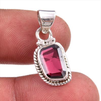Natural Garnet Gemstone Handmade 925 Solid Sterling Silver Pendant 1.25" B8O89