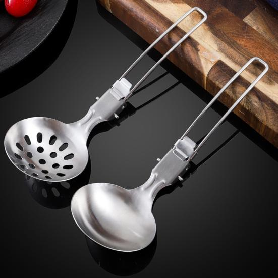 Stainless Steel Tableware Foldable Design Hollow Handle Portable Cookware Camping Hiking