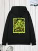 MEANING OF LIFE ZOMBIE Printed Trendy Drawstring Long Sleeved Hoodie With Kangaroo Pocket