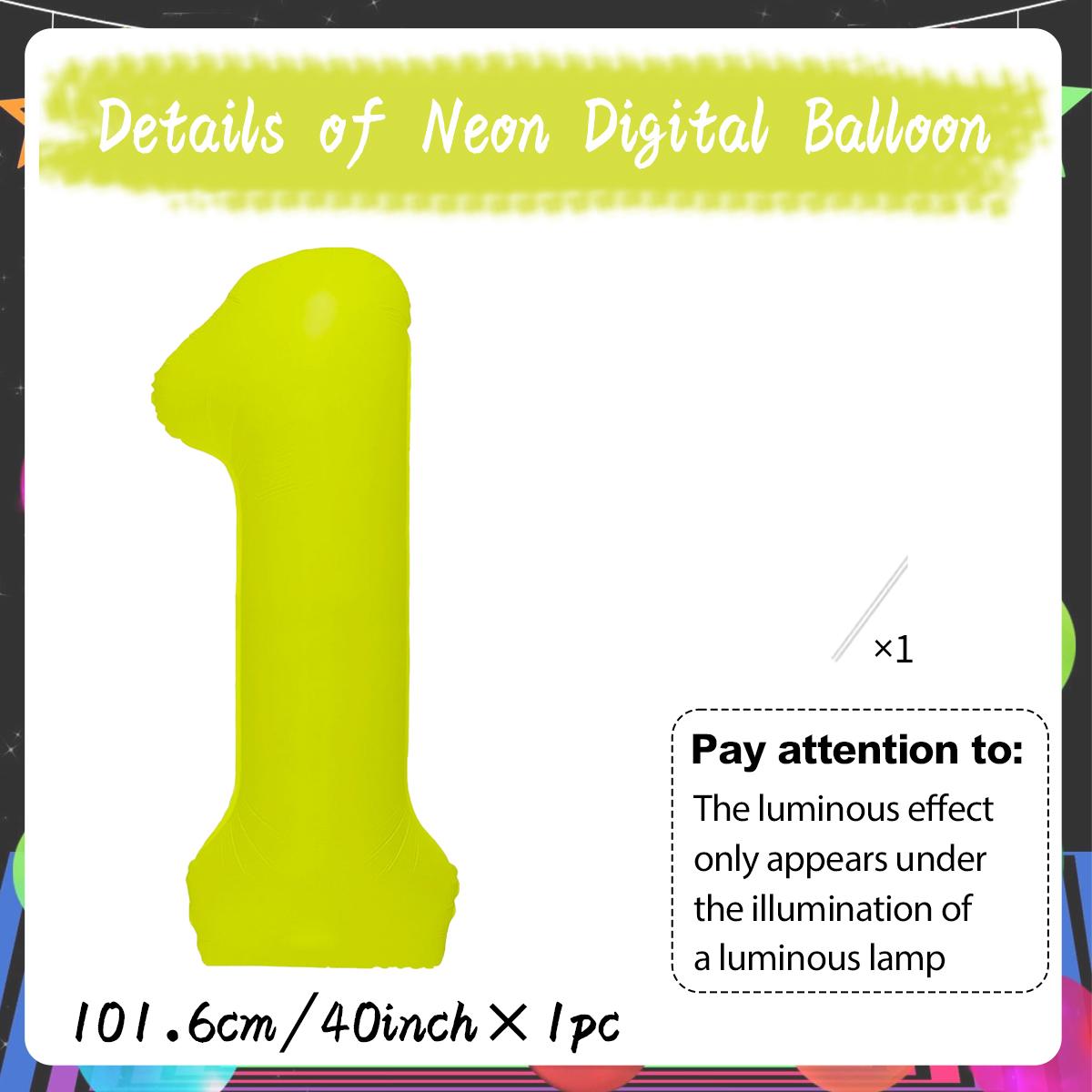 

40 inch yellow neon fluorescent digital balloon 0-9 night light balloon for birthday and graduation anniversary decoration 40inch