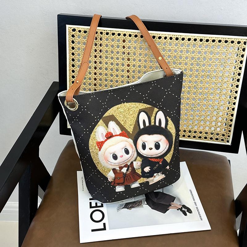 Labubu Cartoon Canvas Backpack With Breathable Fabric And Expandable Capacity For School And Daily Use