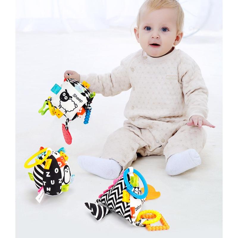 Jingle Toy for Stroller Bed Bell Hang the Baby's Bedside to Soothe Wind Chimes Clinking Rings & Silicone Teether