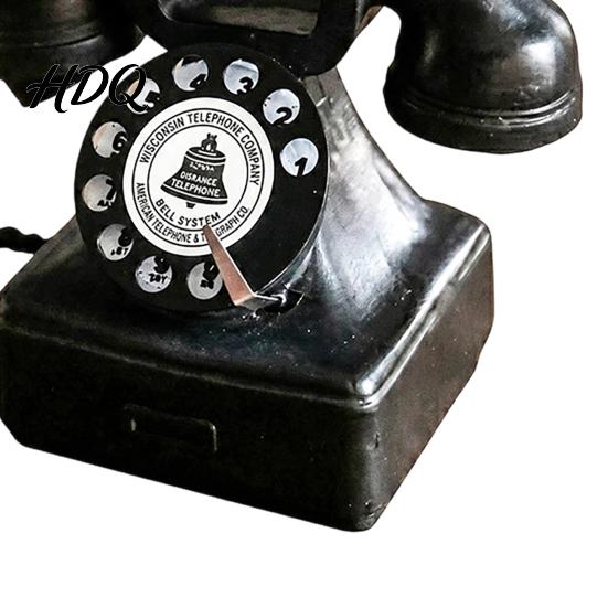 Study Room Decor Vintage Old Telephone Ornaments Mini Retro Desk Phone Classic Polished Phone Landline Resin Decorative Nostalgic Home Office