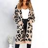 INDFS Women's Fashion Casual Fall Winter Leopard Print Long Sleeve V-Neck Sweaters