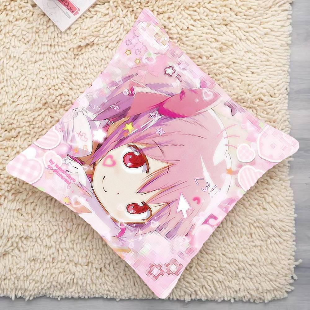 Anime M-Madoka M-Magica CUTE GIRL  Pillowcases Cushion Covers Living Room Sofas Home Decor Gifts