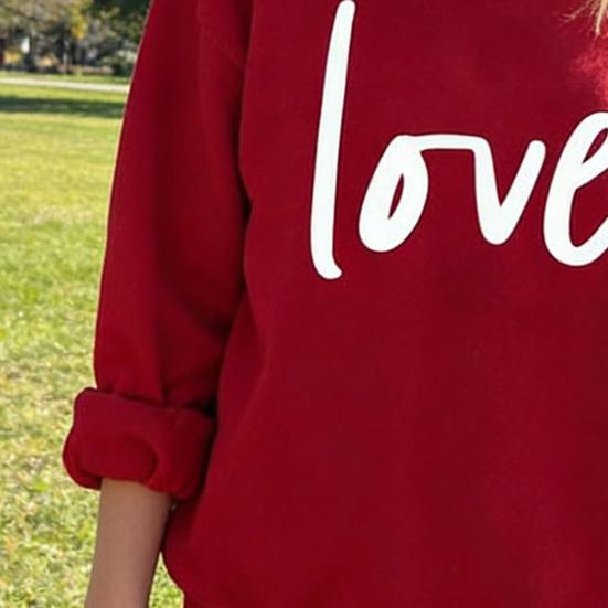 Valentinstag Sweatshirt für Damen Liebesherz Grafik Pullover Rundhalsausschnitt Oberteile Herbst Lässige Langarmshirts