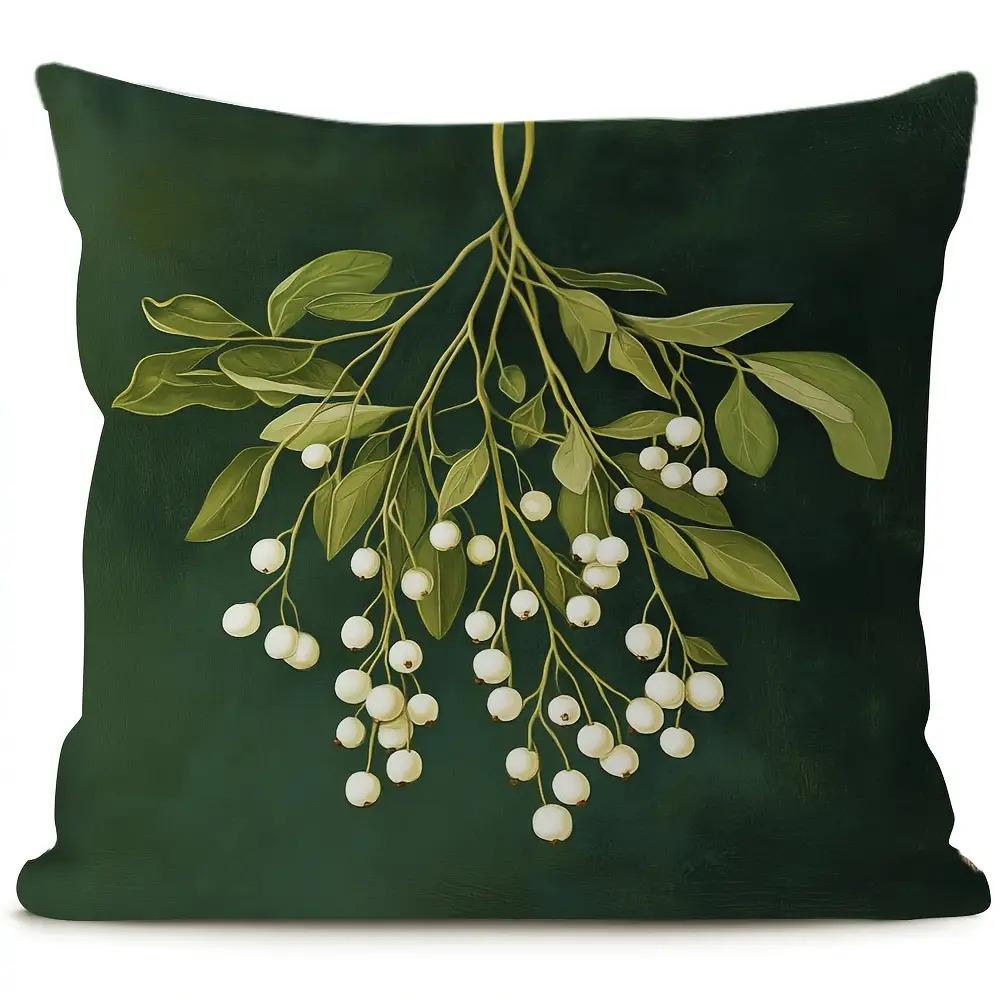 Dark green retro mini yeast pattern pillowcase suitable for home sofa and bedroom decoration pillow insert not included