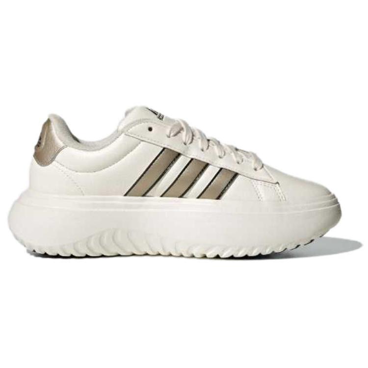 Adidas Grand Court Platform Synthetic Leather Comfortable Fashion Slip Resistant Durable Low Top Tennis Shoes Women Sneakers Pink White JS2944