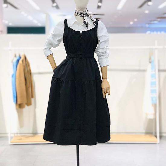 Plastic Island Waistband Zip-up Sleeveless Long Dress PS1WO281 S чёрный