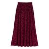 Women Retro Floral Print Skirt Elastic Waistband Solid Color Vintage Style for Wedding Party Banquet
