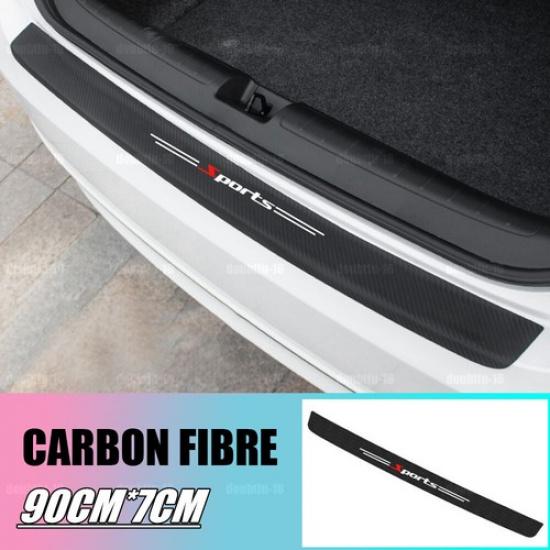 1pc Carbon Fiber Car Door Plate Sill Scuff Cover Anti Scratch Black Sticker