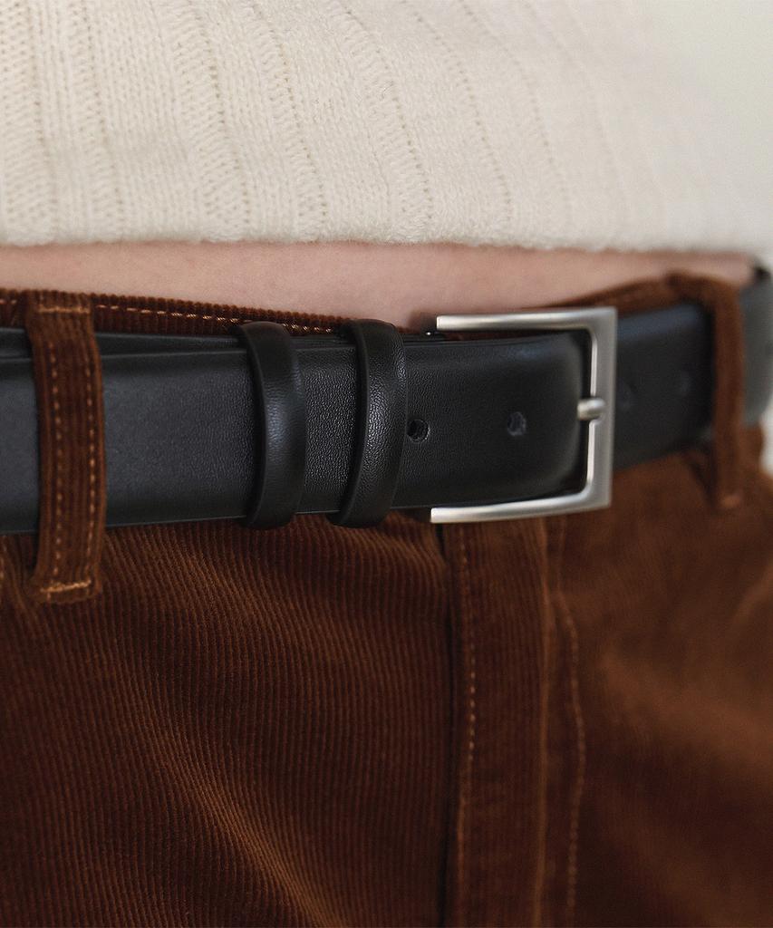 Hauseuobeupondeu Wide Cow Leather Square Belt_Black