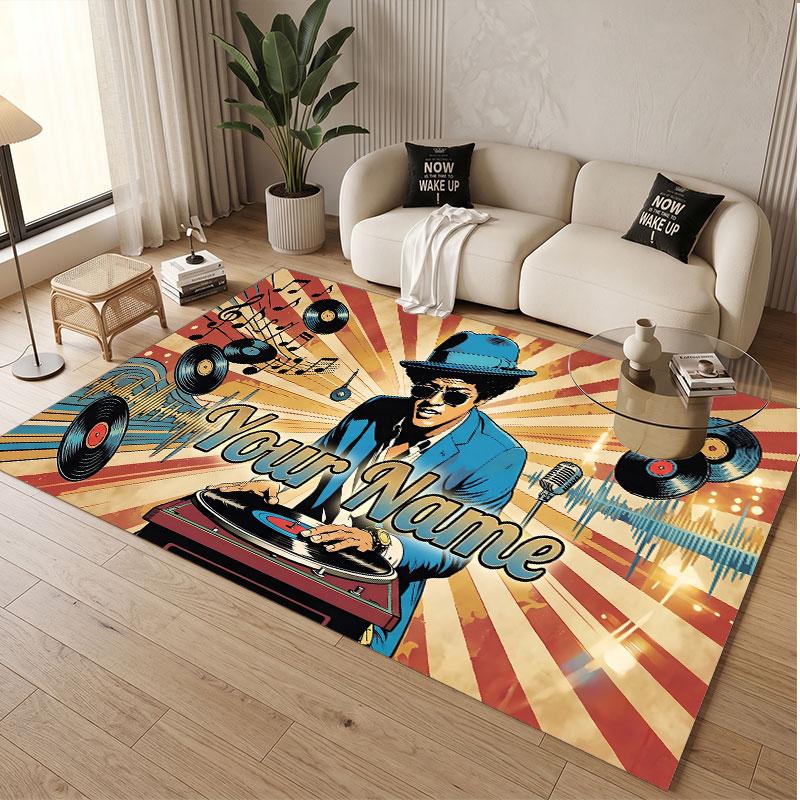 Custom Name Crystal Velvet Rug,Bruno Mars Comfortable Anti Slip Floor Mat For Room Decoration