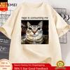 Rage Is Consuming Me Silly Staring Cat Meme Tee Shirt Casual Cotton Short Sleeve Tshirts Unisex Unisex Cat Lover T Shirt Oversized