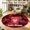 Round Rug Custom NamePoland Football Pattern Non Slip Carpet Home Floor Decor