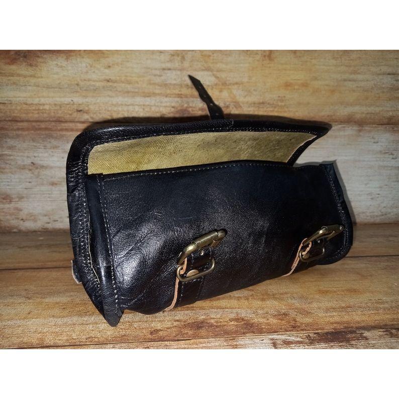 Skórzana torba na narzędzia motocyklowe Torba podsiodłowa Czarna skórzana torba motocyklowa okrągła mała skórzana torba na rower