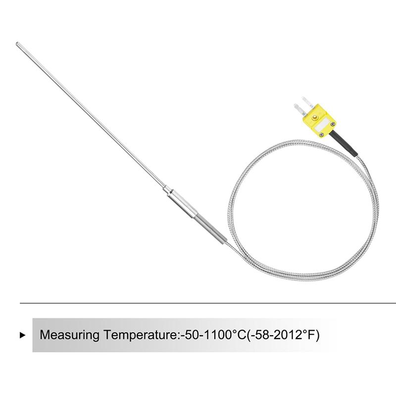AEE2-K Type Thermocouple With Plug, Meter Temperature Sensor Probe -50 To 1100°C,3.3Ft Wire