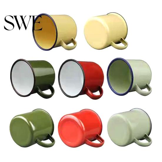 Water Mug 120/240/350/500ML Vintage Enamel with Handle Heat-resistant Large Capacity Cup Tea Milk Coffee Drinking Retro Decoration Scratch-resistant