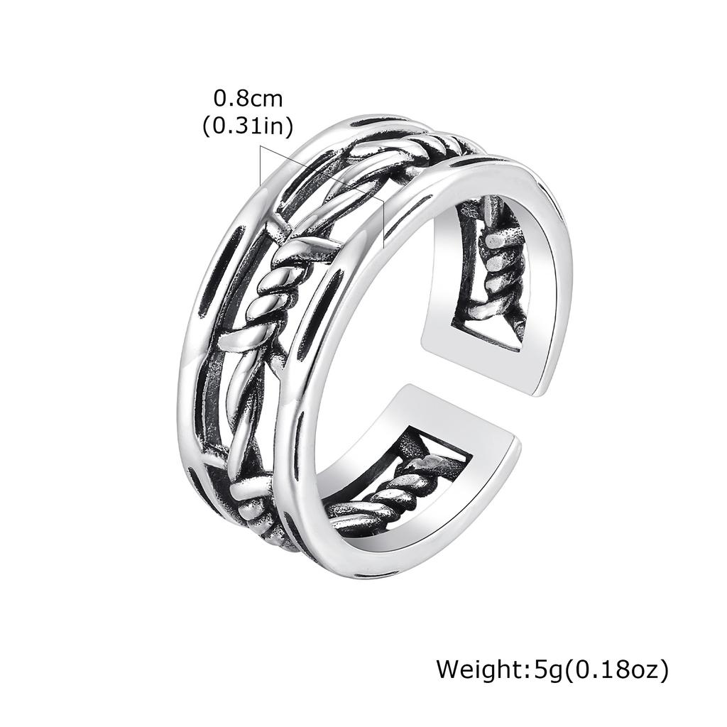 Punk Open Ring for Men Boys,Hollow Twisted Links Metal Rings,Stylish Jewelry Gifts
