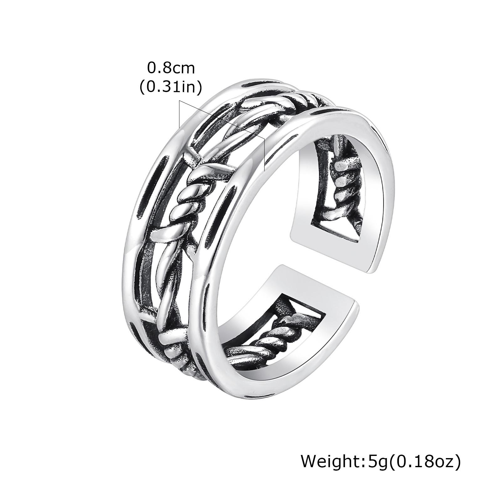 

Vnox Gothic Thorn Rings for Men Boys, Twisted Metal Hollow Out Open Ring, Silver Color Male Finger Band Accessory