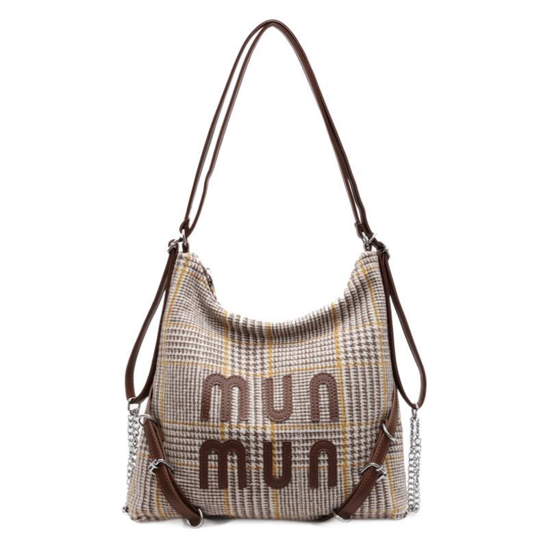 Large-capacity tote bag, simple commuter plaid commuter bag, women's 2025 autumn and winter new fashion shoulder armpit bag