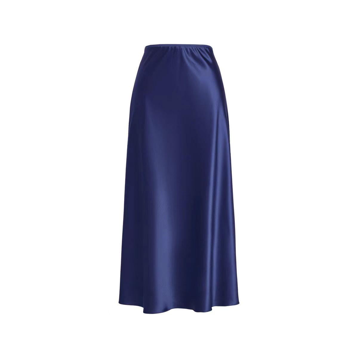 

Petite High-Waisted Satin Mermaid Skirt - Flowing Three-Acetate Drape XXL (140-155 jin, custom size no return/exchange)