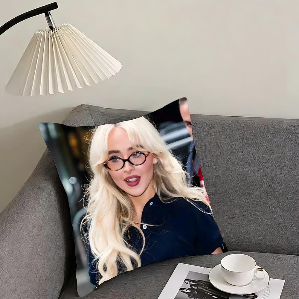 Singer Sabrina Carpenters Cushion Cover Reversible Plush Pillow Cover – For Car, Sofa, Bedroom, Perfect As A Gift.