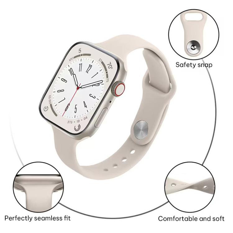 Small‑Waist Reverse‑Buckle Soft‑Silicone Watch‑Band Strap, Adjustable Wrist‑Bracelet Accessory For Apple Watch 42/44/45/46/49mm