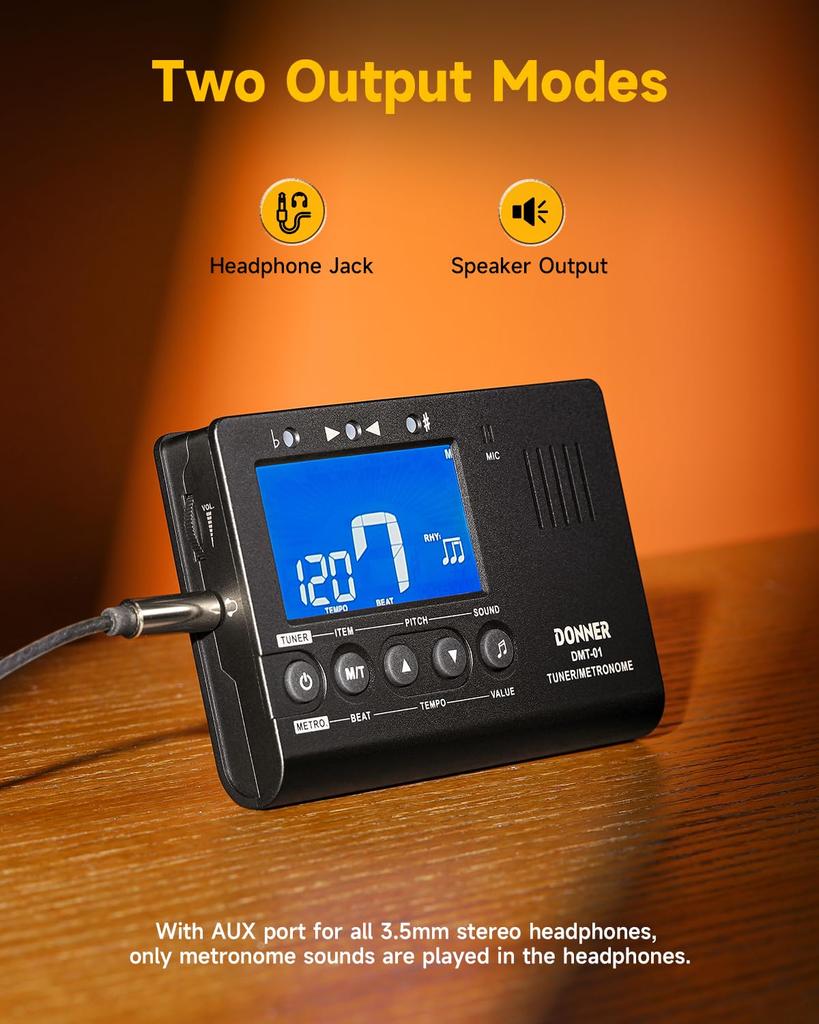 Donner Digital and Tone Generator for and Chromatic Instruments DMT-01 3-in-1 Metronome, Tuner, Guitar, Piano, Trumpet,