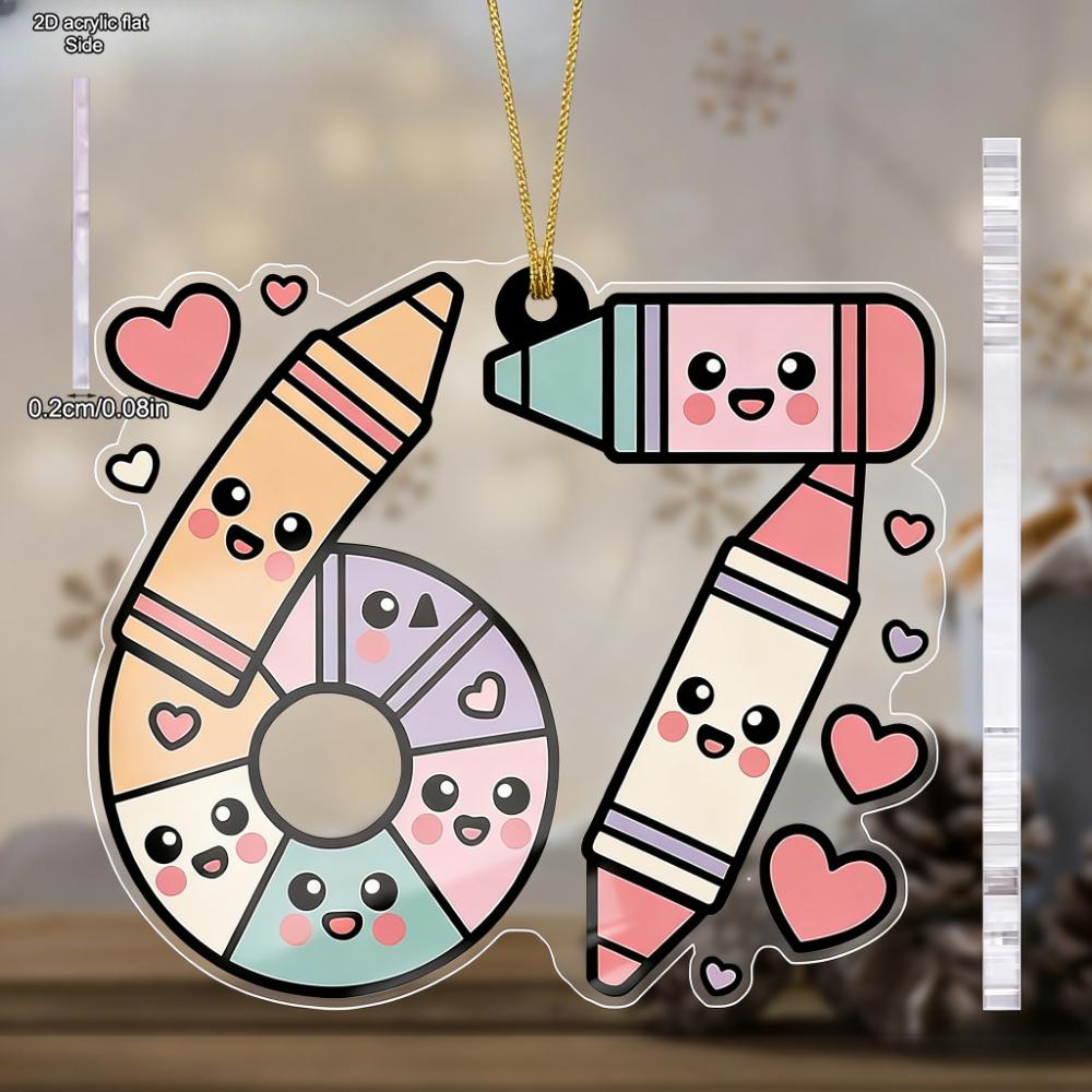 Acrylic Back to School Hanging Ornament with Adorable Pencil Pattern | Unique Six Seven Pendants, Drops & Finials - Ideal Gift for Friends, Classmates