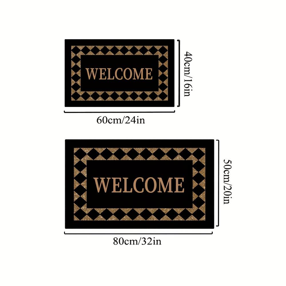 Black Door Mat Welcome Entry Non-Slip Floor Mat Indoor Living Room Bedroom Home Decoration Carpet Large