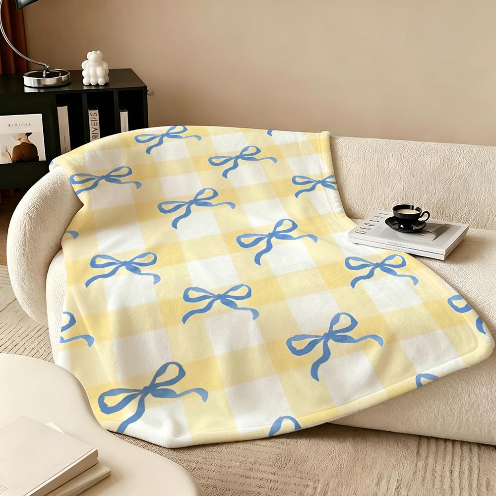 Decor B-Bowknots Throw Flannel Blanket Perfect for Sofa Office Bed Travel Sleep Read Relax Camping four season use