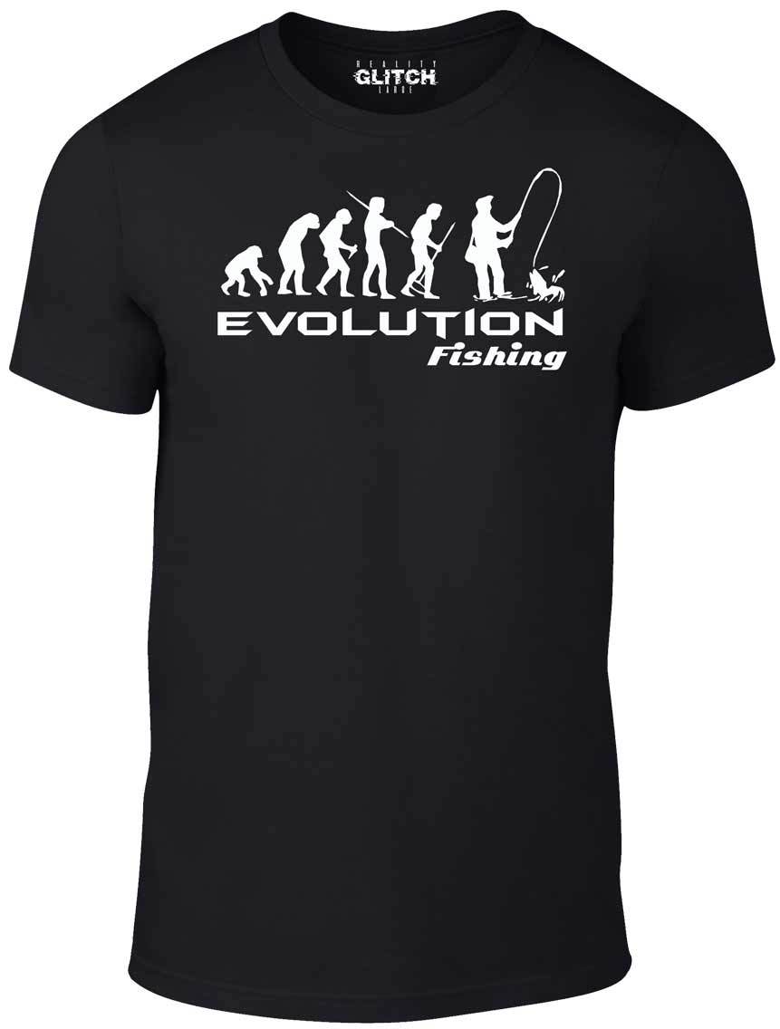 Evolution of Fishing T-Shirt Mens Womens Tees Top – Funny Retro Fisherman Angling Comic Tee S