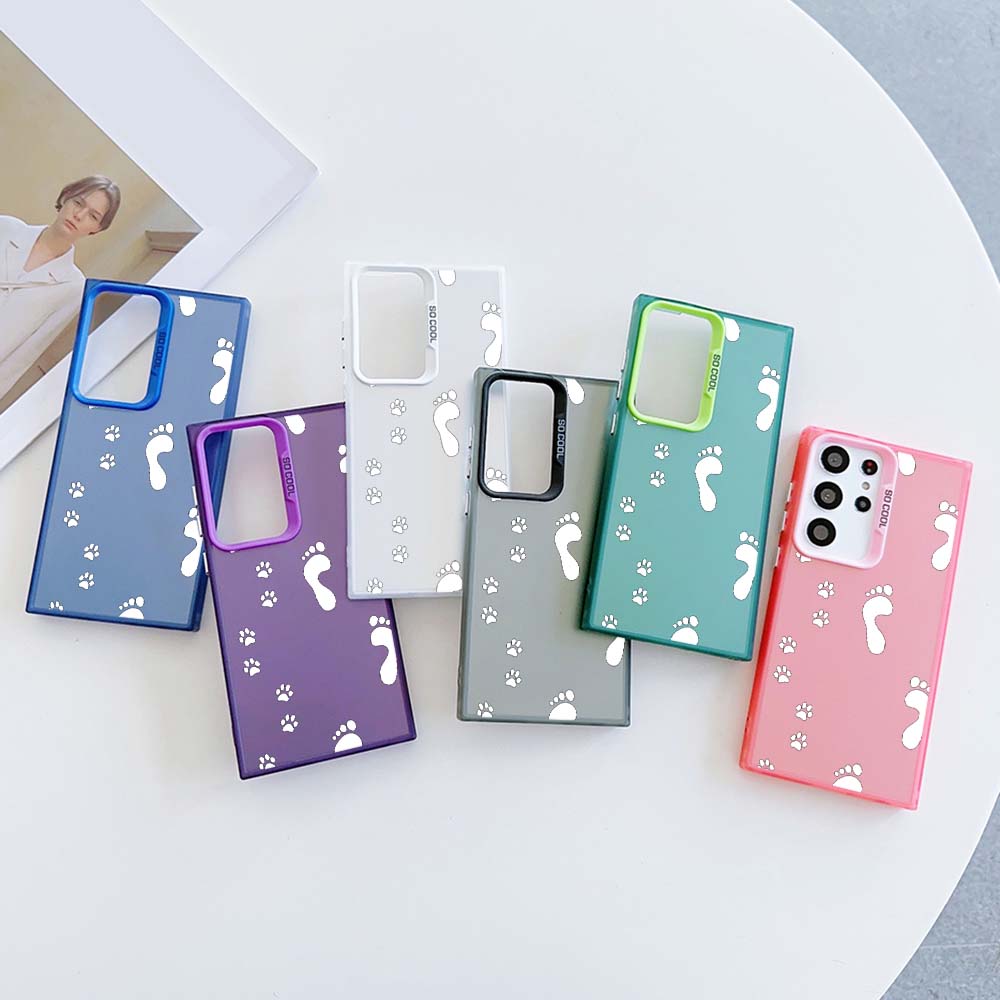 

Чехол для телефона N49 Footprint с мягкой каймой для Samsung S24 S22 S23 Ultra S20 FE A54 A14 A34 A24 A15 Xiaomi POCO X5 Pro Redmi Note 12S, твердая задняя крышка