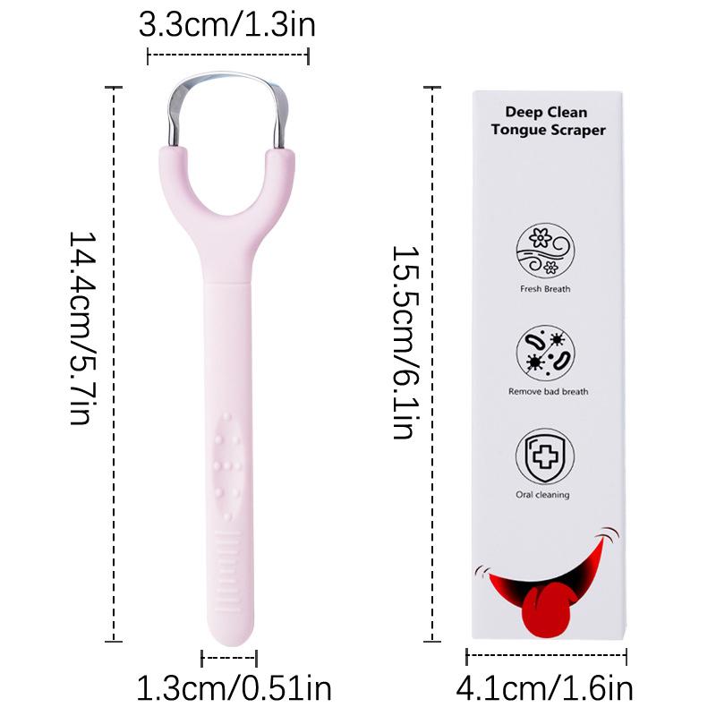 Tungeskrape i rustfritt stål Tungeluktfjerner Åpning Dyp håndtak U-formet Åpen tungeskrape Munnrengjøring