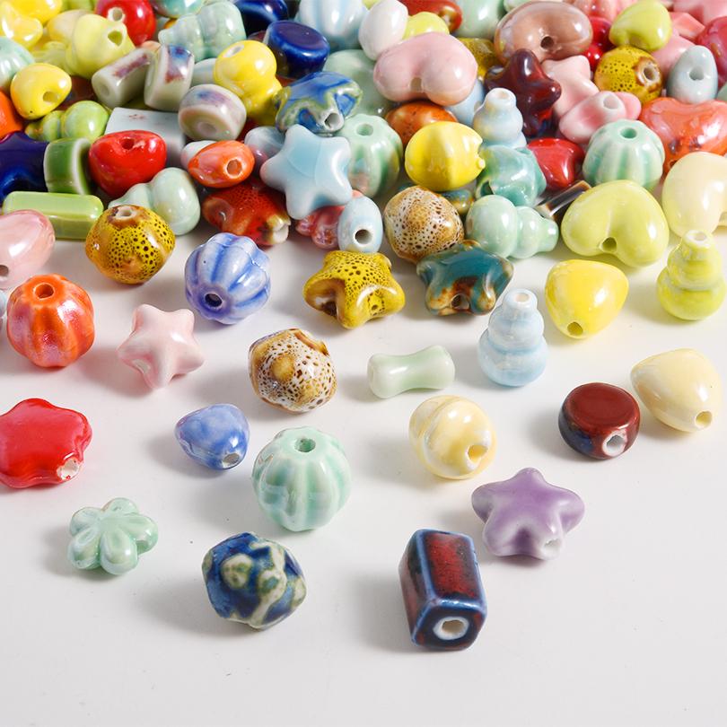 10/20/50pcs Colorful Ceramic Charm Loose Beads 3D Pumpkin Hearts Star Halo Dyeing Beading For DIY Necklace Bracelet Accessories
