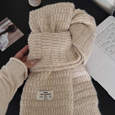 Korean Autumn and Winter New High Quality Wool Blended Knitted Scarf for Women Warm and Versatile Couple Atmosphere Scarf