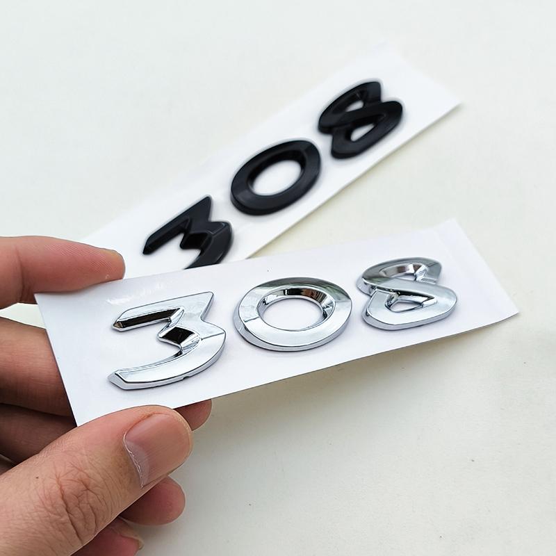 Neues 3D ABS Chrom Schwarz Logo 308 Emblem Buchstaben Aufkleber Auto Heckklappen Emblem für Peugeot 308 SW GT Line GTI T9 T7 P5 Zubehör