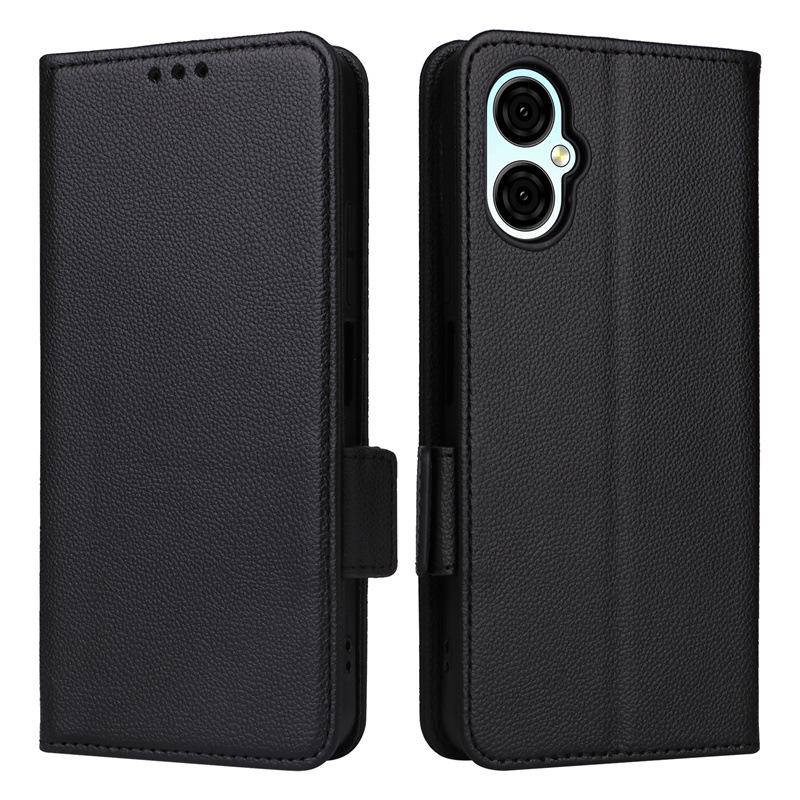 BLU G53 Leather Case: Flip Cover with Card Slot, Lanyard, and Lychee Pattern.
