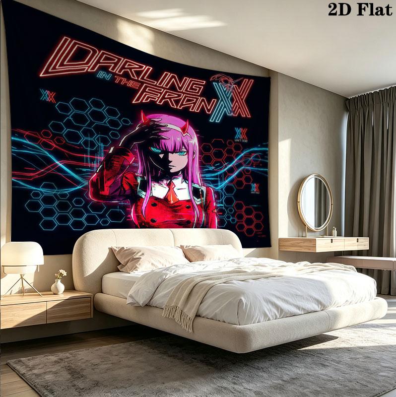 Franxx Wall Tapestry Aesthetic Wall Hanging Printed Fabric Blanket Decorative Tapestries For Bedroom Living Room Home Decor