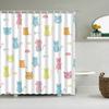 Cartoon Cute Shower Curtain, Funny Animals Cat Rainbow Colorful Butterfly Kids Boys Girls Bathroom Bathtub Screen Decoration