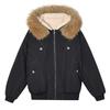 New high-necked removable hat thickened jacket winter casual warm cotton clothes drawstring loose down cotton-padded jacket