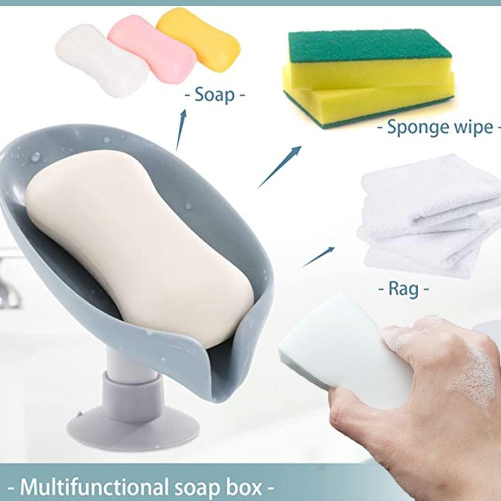Leaf Shape Box Soap Holder Container Soap Bath Accessories Suction Cup Dish With Water Drain For Bathroom Container  Soap Holder