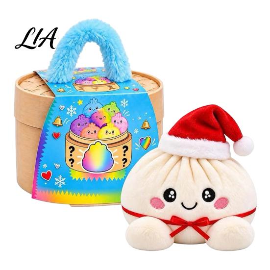 Plush Dumpling with Legs Stress Relief Toy Steamer, Stuffed Smiling Reducing Desk Accessories Squeeze Toy, Cartoon Plushie for Kids Adults Desktop